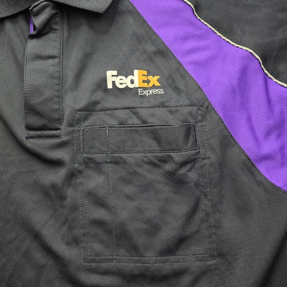 Fedex Express Polo Shirt Mens Medium Black Bundle Lot of 2 Employee Uniform Work - Picture 4 of 12